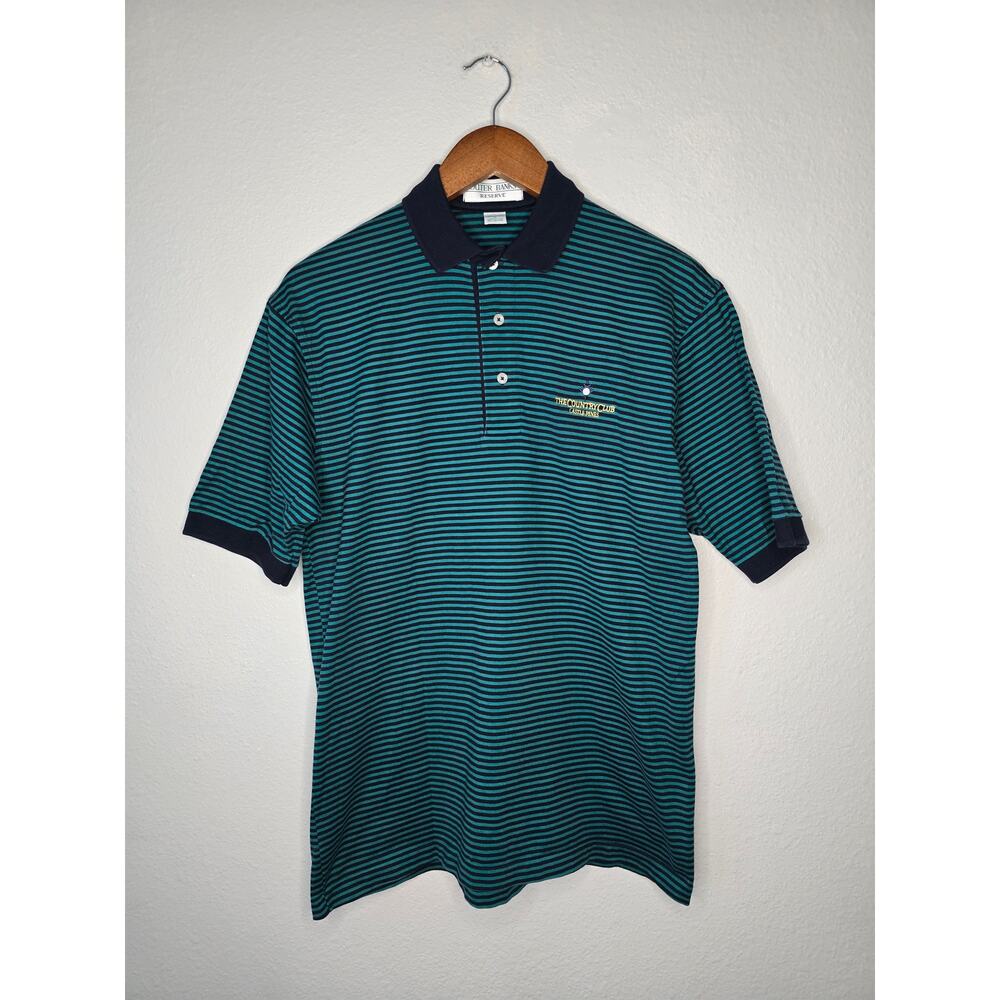 Outer Banks Reserve Golf Polo M Striped Teal The Country Club Castle Pines Shirt
